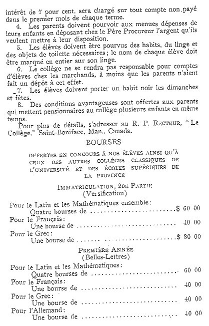  Cost of Courses at St Boniface 